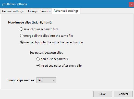 Advanced settings of youRetain.