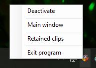 Icon and context menu that youRetain places in the system tray.